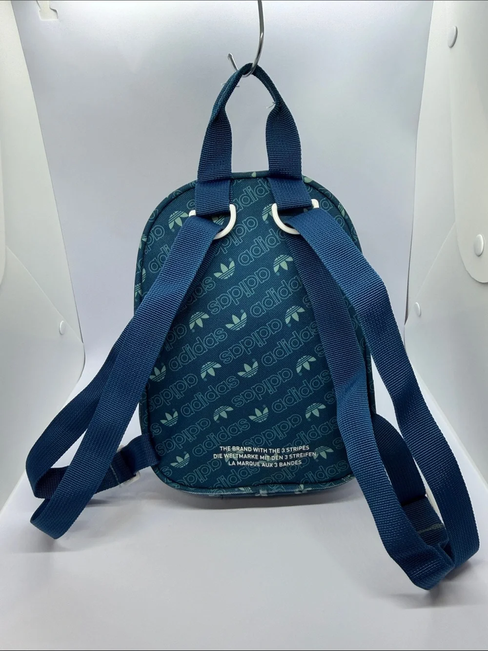 adidas Teal Blue Kids Mini Backpack with Trefoil Print